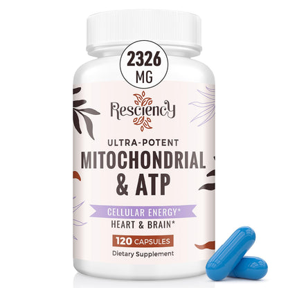 Resciency 2326 MG Mitochondrial Supplements with ATP, Vitamins, CoQ10 & PQQ, More Effective Than Creatine HMB & Nitric Oxide, Energy, Endurance, Strength, Recovery & Muscle, Organic, 120 Capsules - dailyvitalstore