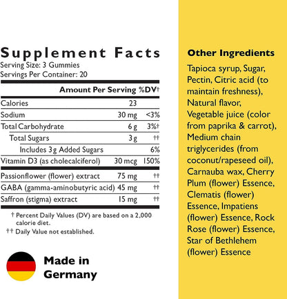 RESCUE Bach Plus Mood & Stress Support Gummies, Daytime Dietary Supplement with Passionflower, GABA, Saffron & Vitamin D, Natural Orange Flavor, Vegan & Gluten-Free, 3 Pack, 180 Count Total - dailyvitalstore