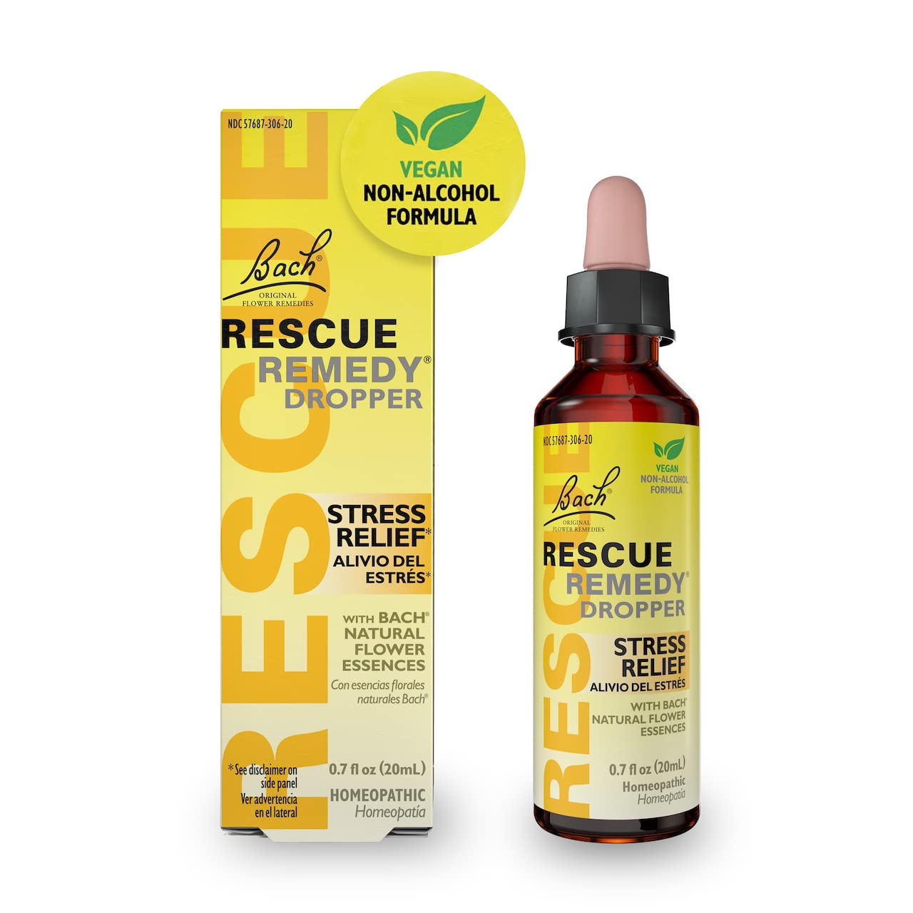 RESCUE Bach Remedy Dropper 20mL, Natural Stress Relief, Homeopathic Flower Essence, Vegan, Gluten & Sugar-Free, Non-Habit Forming (Non-Alcohol Formula) - dailyvitalstore
