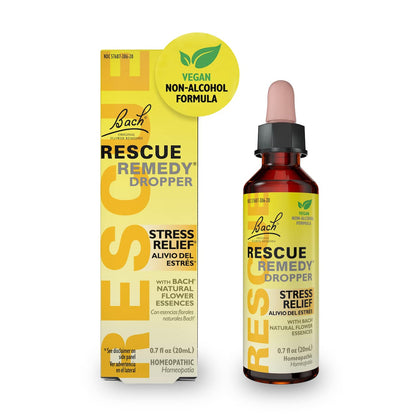 RESCUE Bach Remedy Dropper 20mL, Natural Stress Relief, Homeopathic Flower Essence, Vegan, Gluten & Sugar-Free, Non-Habit Forming (Non-Alcohol Formula) - dailyvitalstore