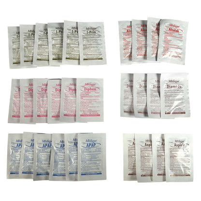 Rescue Essentials Medications Dose Pack–First Aid Refill Kit with Ibuprofen, Acetaminophen, Aspirin, Antihistamine, Anti-Diarrheal & Antacid– Compact Emergency Travel & IFAK Supply-1 Module (30 Doses) - dailyvitalstore