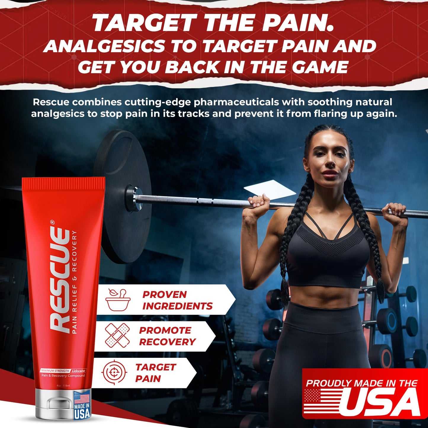 RESCUE PAIN RELIEF & RECOVERY Cream - All-in-One Solution for Back, Neck, Knee, Hand, Foot, and Shoulder Pain - Combines Power of Key Ingredients from Leading Pain Relief CreamProducts - 4 Ounces - dailyvitalstore