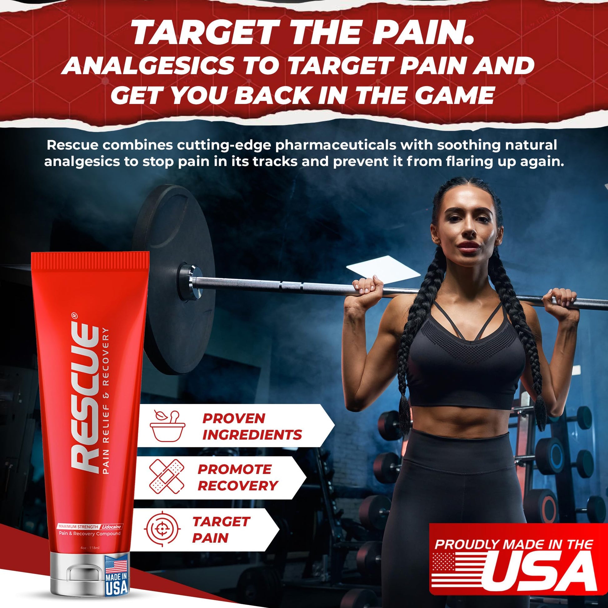 RESCUE PAIN RELIEF & RECOVERY Cream - All-in-One Solution for Back, Neck, Knee, Hand, Foot, and Shoulder Pain - Combines Power of Key Ingredients from Leading Pain Relief CreamProducts - 4 Ounces - dailyvitalstore