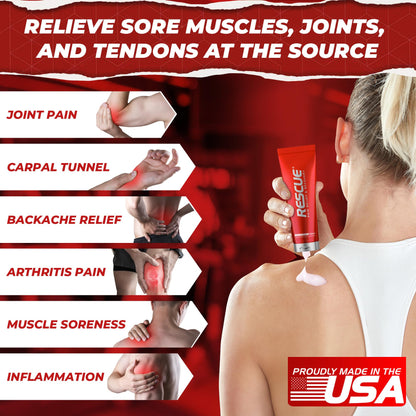RESCUE PAIN RELIEF & RECOVERY Cream - All-in-One Solution for Back, Neck, Knee, Hand, Foot, and Shoulder Pain - Combines Power of Key Ingredients from Leading Pain Relief CreamProducts - 4 Ounces - dailyvitalstore