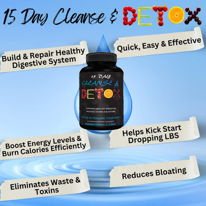 Research Labs 15 Day Colon Cleanse & Detox for Less Bloat Flat Tummy w/Probiotics - 2 Fer 1 - Constipation Relief - Flushes Toxins, Boosts Energy. - dailyvitalstore