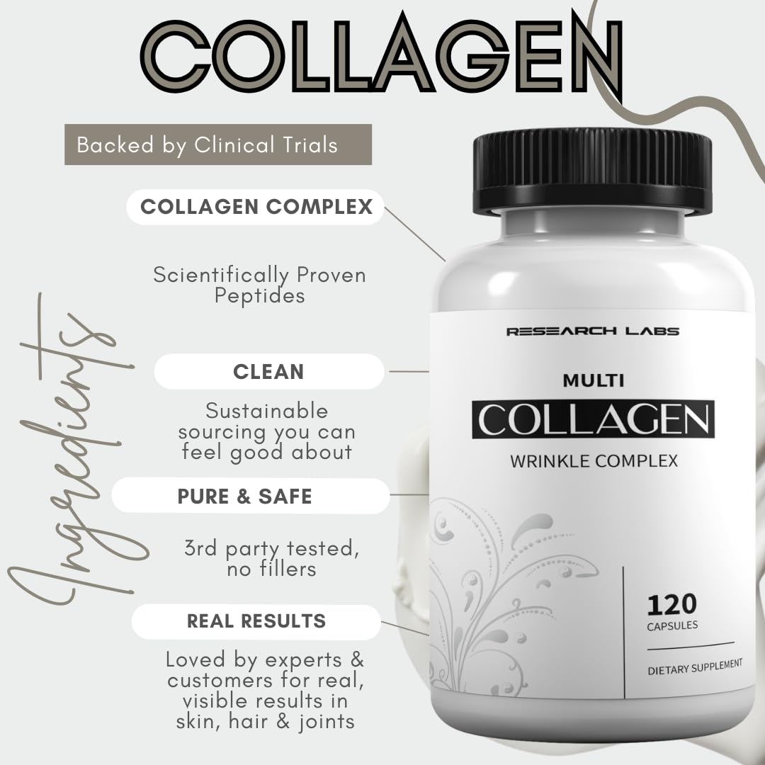 Research Labs 2 for 1 Promo 240 Collagen Pills - 6000 mg Per Day. Grass Fed Anti-Aging Support for Skin, Joints, Tendons, Bones, Hair and Nails. - dailyvitalstore