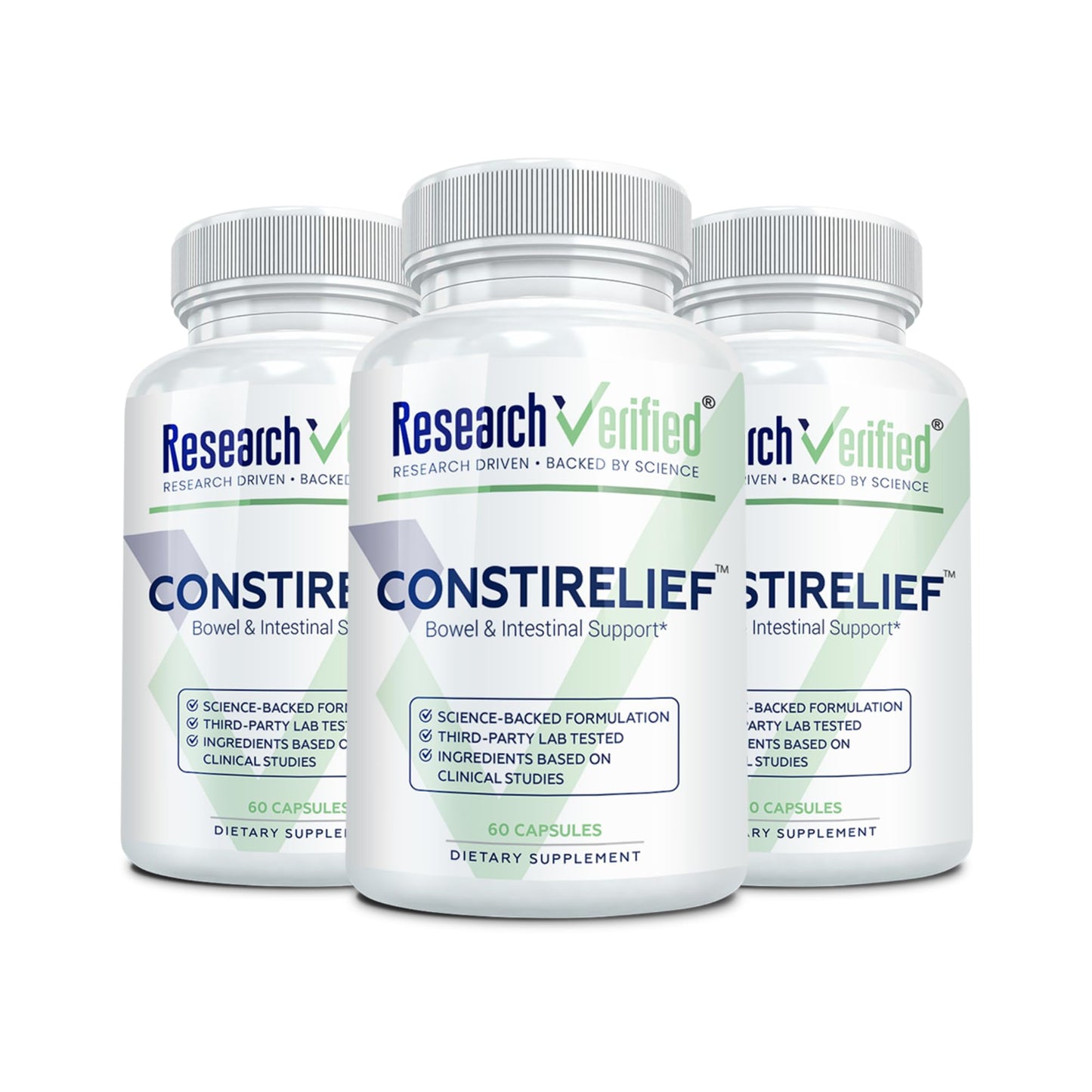 Research Verified ConstiRelief - The best Supplement for Constipation Relief on the market - with L. Acidophilus for long term health and prevention. 100% back guarantee! (Pack of 3) - dailyvitalstore