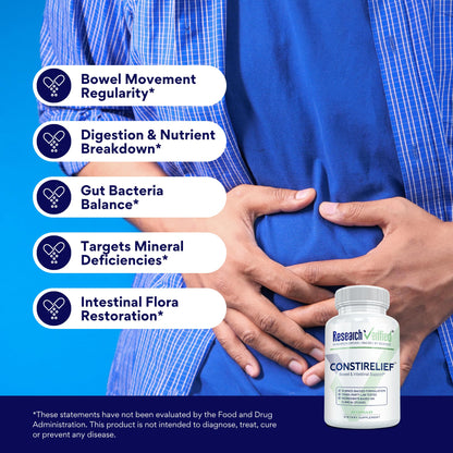 Research Verified ConstiRelief - The best Supplement for Constipation Relief on the market - with L. Acidophilus for long term health and prevention. 100% back guarantee! (Pack of 3) - dailyvitalstore