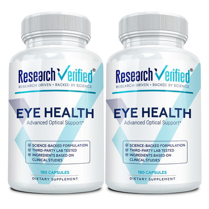 Research Verified Eye Health - Nourish and Protect Eyes and Vision, Support Healthy Retina, Improve Blood Supply to Eyes - Vitamins A, B, C, and E - 360 Capsules - 6 Month Supply - Made in The USA - dailyvitalstore