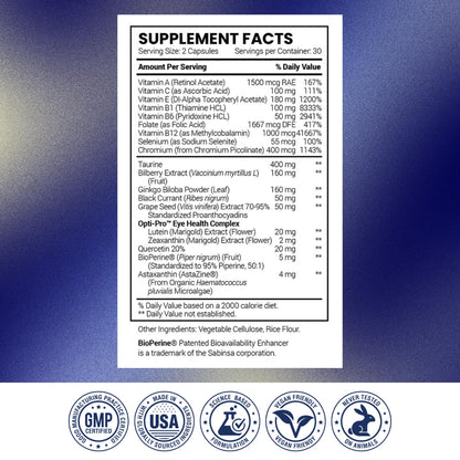 Research Verified Eye Health - Nourish and Protect Eyes and Vision, Support Healthy Retina, Improve Blood Supply to Eyes - Vitamins A, B, C, and E - 360 Capsules - 6 Month Supply - Made in The USA - dailyvitalstore