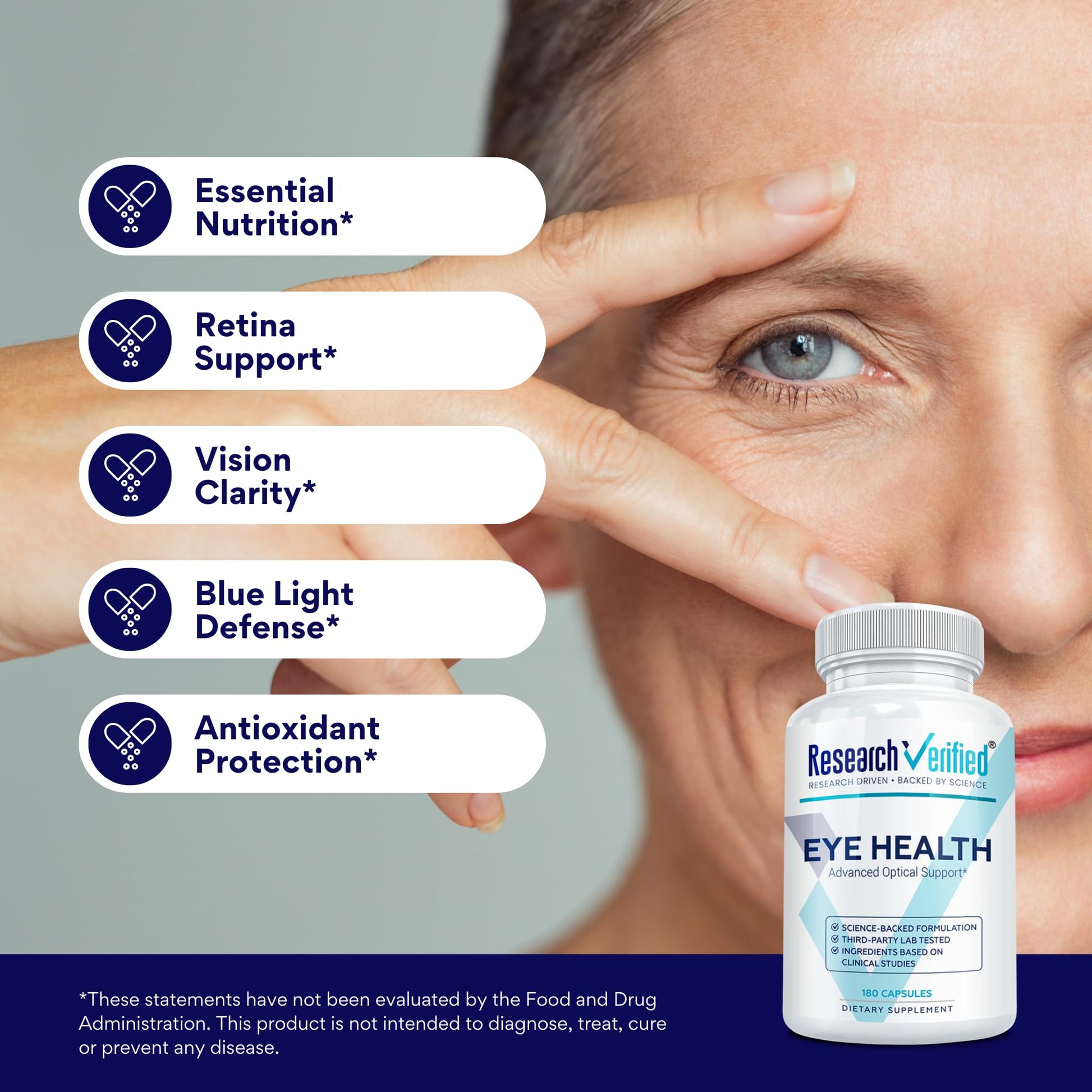 Research Verified Eye Health - Nourish and Protect Eyes and Vision, Support Healthy Retina, Improve Blood Supply to Eyes - Vitamins A, B, C, and E - 360 Capsules - 6 Month Supply - Made in The USA - dailyvitalstore