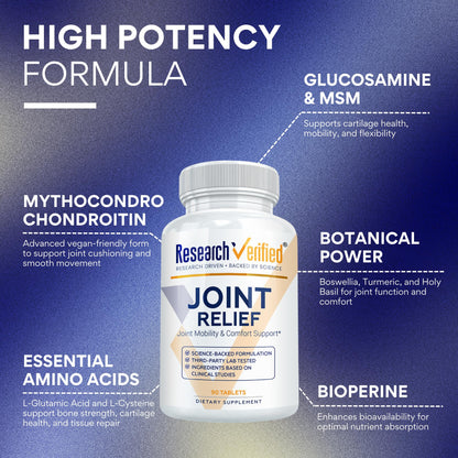 Research Verified Joint Support - Glucosamine, MSM, Turmeric, Boswellia, BioPerine - Vegan - 90 Capsules - 1 Month Supply - dailyvitalstore