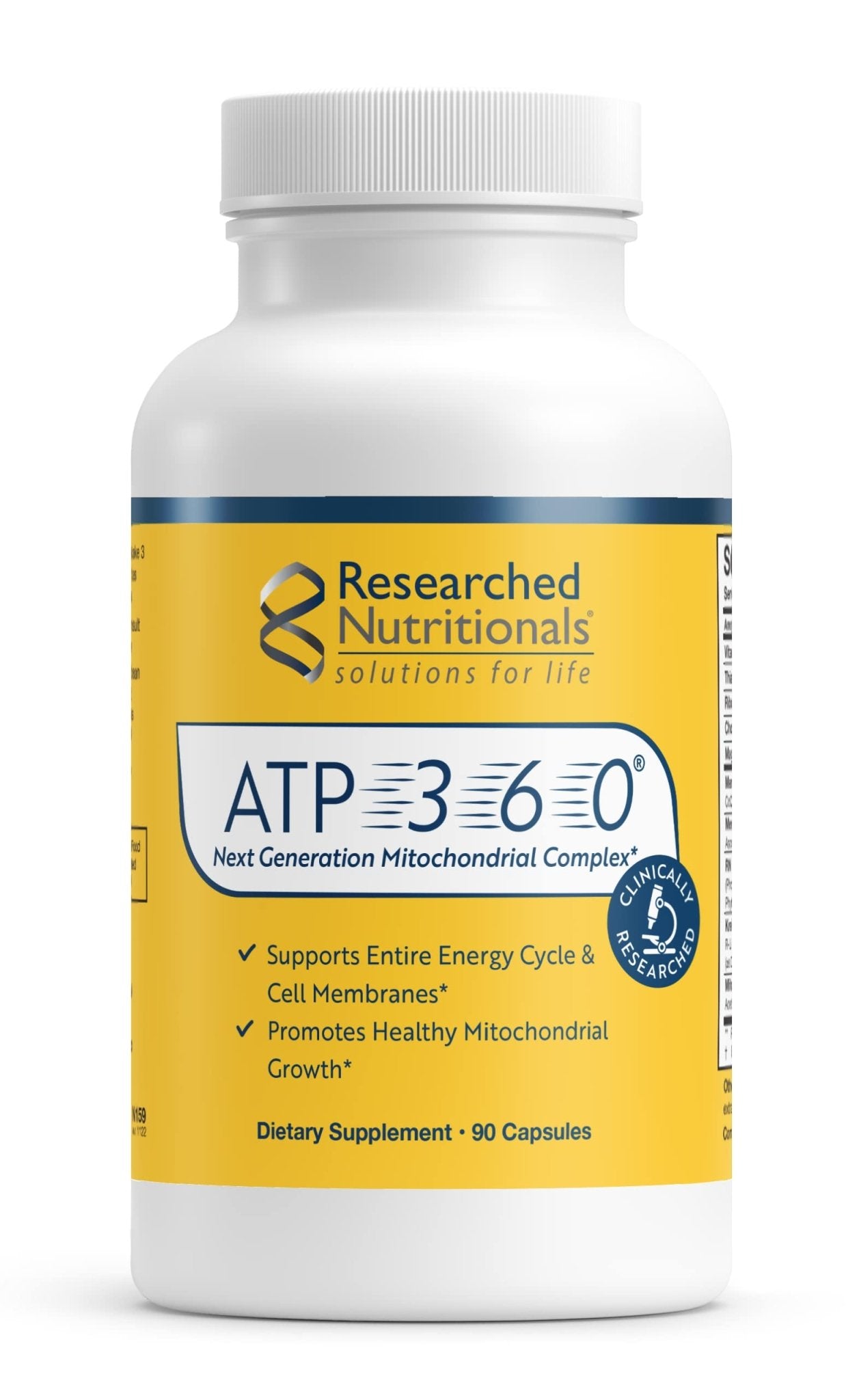 Researched Nutritionals ATP 360 - Mitochondrial Supplements to Support Entire Energy Cycle & Cell Membranes - Clinically Researched ATP Supplements, High Dose CoQ10, R-Lipoic Acid & PQQ, 90 Capsules - dailyvitalstore