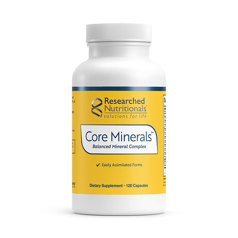 Researched Nutritionals Core Minerals - Daily Trace Minerals Supplement - Iron-Free Blend with Vitamin D3, Magnesium Glycinate & Iodine for Thyroid, Bone & Metabolic Support (120 ct) - dailyvitalstore