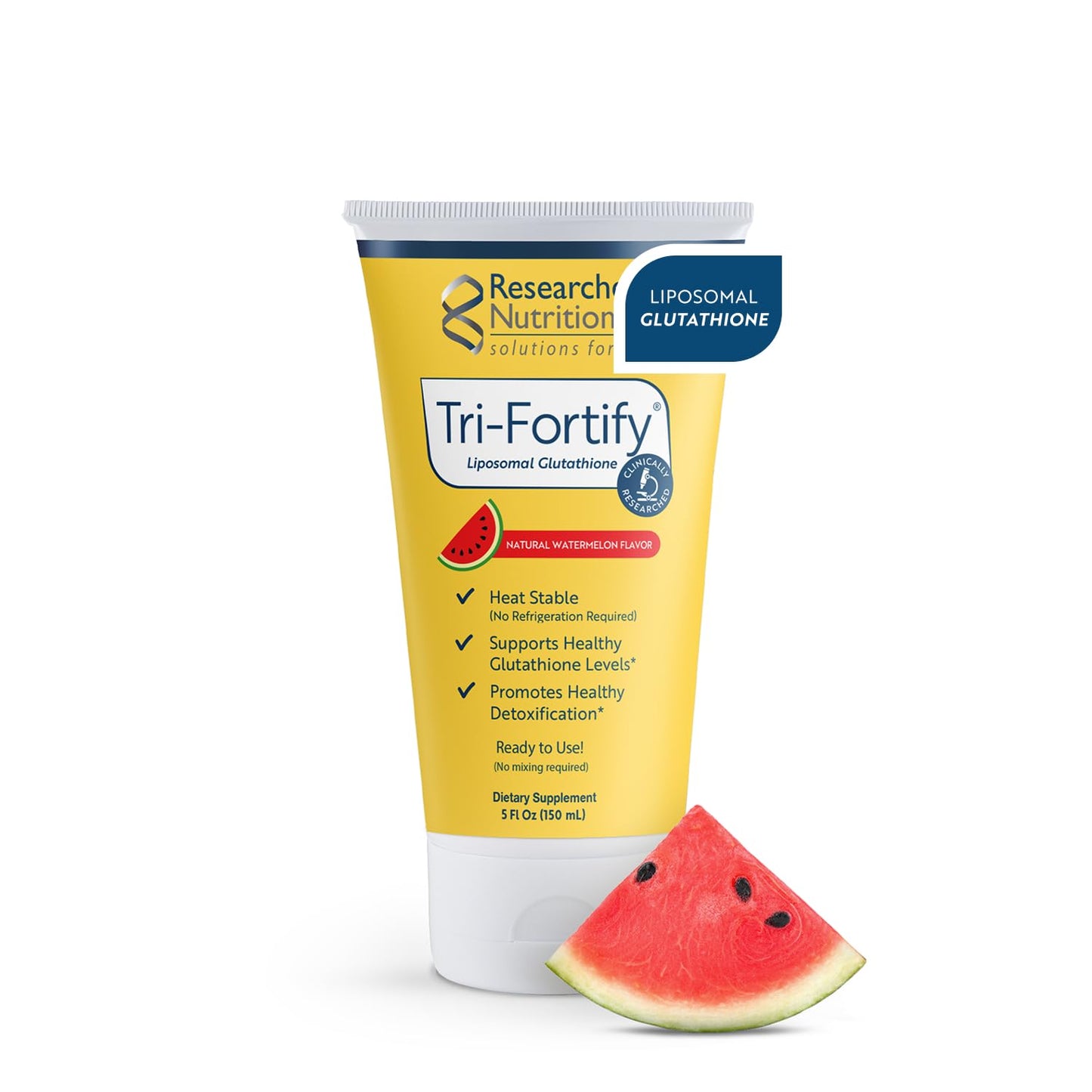 Researched Nutritionals Liposomal Glutathione (450mg) Liquid Gel + Vitamin C - Tri-Fortify - Aid Natural Energy, Immune Support & Detox - Clinically Researched for Absorption - Watermelon (5 Fl Oz) - dailyvitalstore