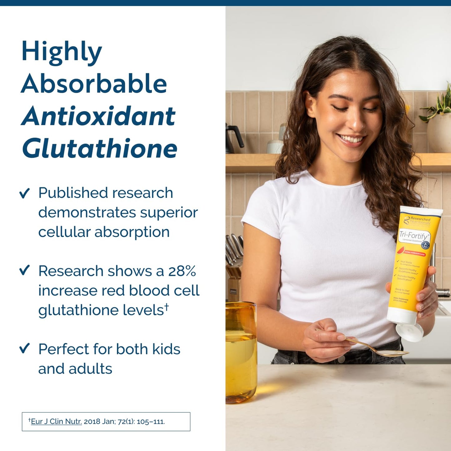 Researched Nutritionals Liposomal Glutathione (450mg) Liquid Gel + Vitamin C - Tri-Fortify - Aid Natural Energy, Immune Support & Detox - Clinically Researched for Absorption - Watermelon (5 Fl Oz) - dailyvitalstore