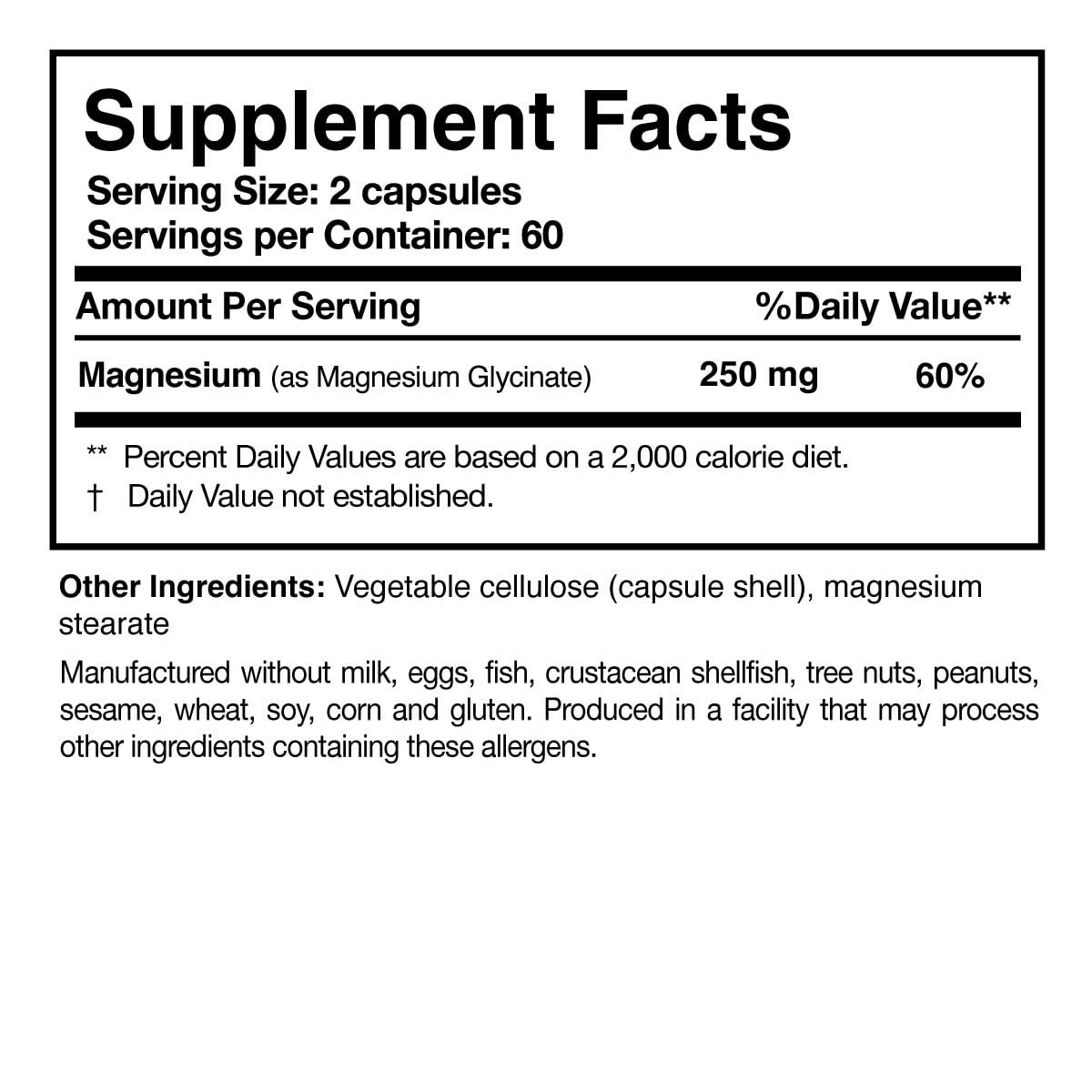 Researched Nutritionals Magnesium Glycinate Capsules - 125mg High Absorption Magnesium Glycinate Supplement to Support Healthy Bones and Energy Production - Vegan & Non-GMO (120 Capsules) - dailyvitalstore