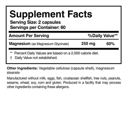 Researched Nutritionals Magnesium Glycinate Capsules - 125mg High Absorption Magnesium Glycinate Supplement to Support Healthy Bones and Energy Production - Vegan & Non-GMO (120 Capsules) - dailyvitalstore