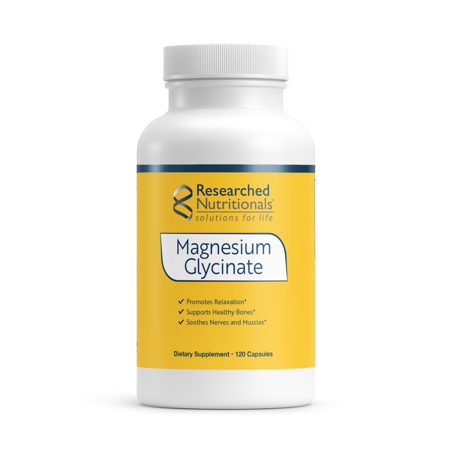 Researched Nutritionals Magnesium Glycinate Capsules - 125mg High Absorption Magnesium Glycinate Supplement to Support Healthy Bones and Energy Production - Vegan & Non-GMO (120 Capsules) - dailyvitalstore