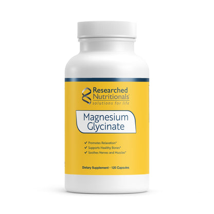 Researched Nutritionals Magnesium Glycinate Capsules - 125mg High Absorption Magnesium Glycinate Supplement to Support Healthy Bones and Energy Production - Vegan & Non-GMO (120 Capsules) - dailyvitalstore