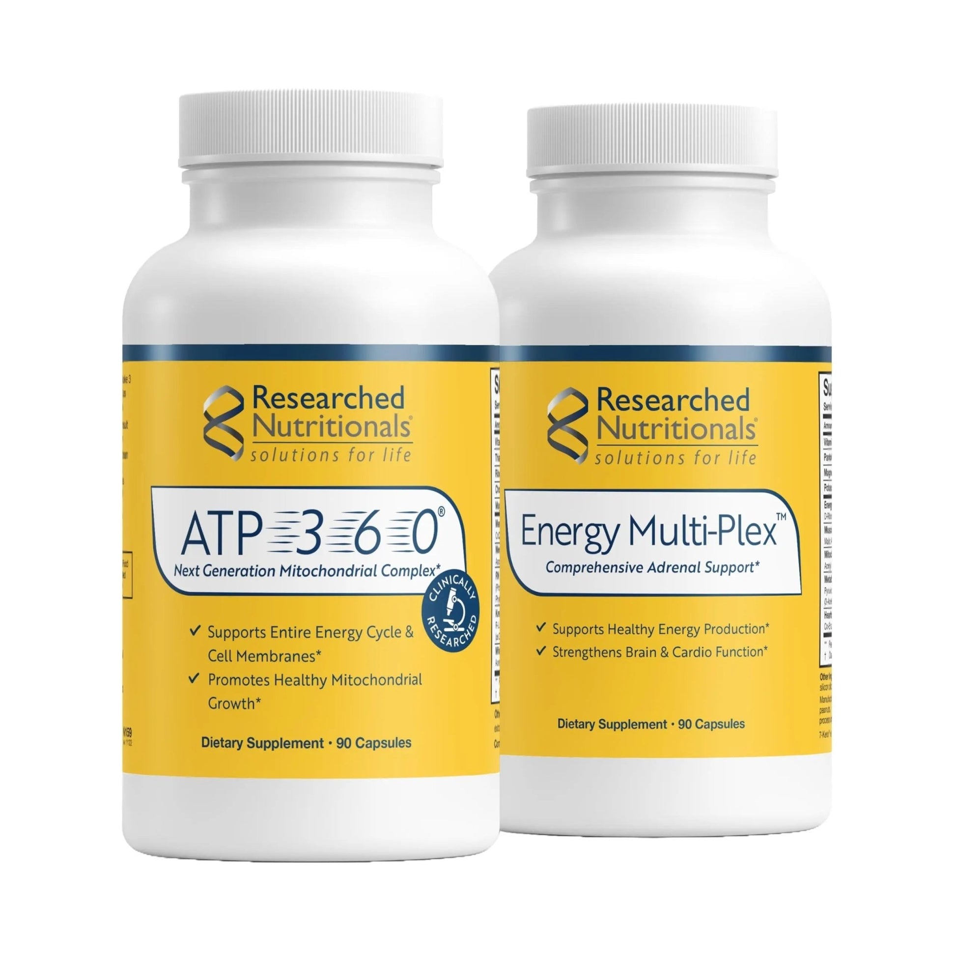 Researched Nutritionals Mens & Womens Vitamins - Optimized Energy Duo - Adrenal Support & Mitochondrial Supplements - dailyvitalstore