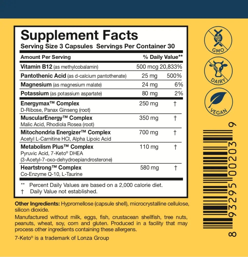 Researched Nutritionals Mens & Womens Vitamins - Optimized Energy Duo - Adrenal Support & Mitochondrial Supplements - dailyvitalstore