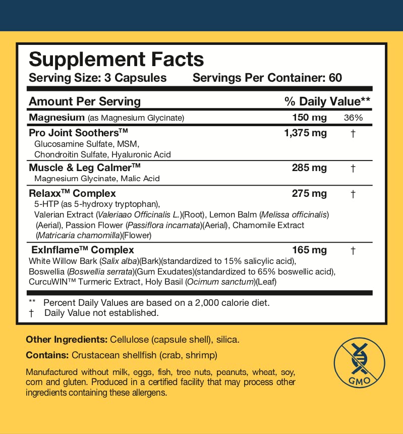 Researched Nutritionals Soothe & Relaxx - Soft Tissue, Muscle + Support Supplement - A Gentle Health Supplement for Calming Relief - Soothe Your Body + Mind (180 Capsules) - dailyvitalstore