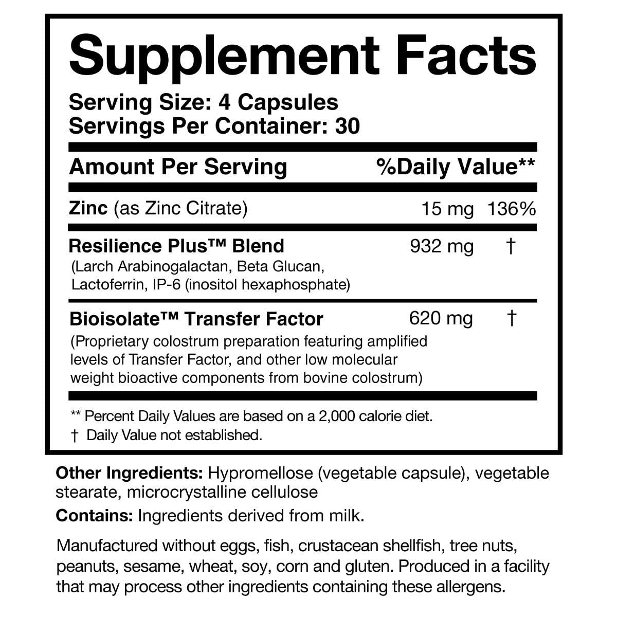 Researched Nutritionals Transfer Factor Rapid Response Immune Support Supplement - Colostrum Blend with Beta Glucan, IP-6 & Lactoferrin, Fast-Acting Innate & Adaptive Immune Modulation (120 Capsules) - dailyvitalstore