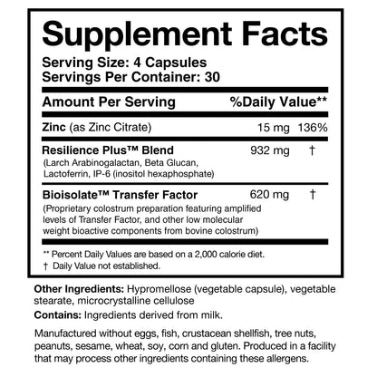 Researched Nutritionals Transfer Factor Rapid Response Immune Support Supplement - Colostrum Blend with Beta Glucan, IP-6 & Lactoferrin, Fast-Acting Innate & Adaptive Immune Modulation (120 Capsules) - dailyvitalstore