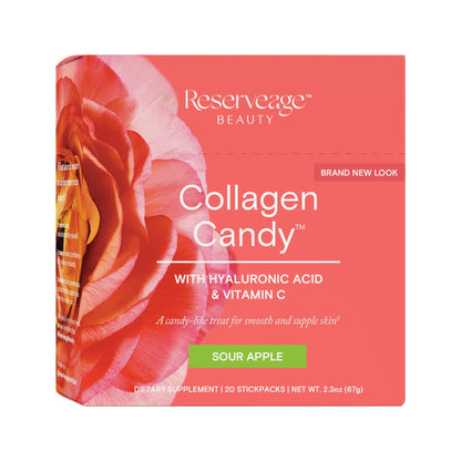 Reserveage Nutrition Collagen Candy, Collagen Supplement for Skin Care, Hair Growth, Collagen Booster for Nail Care, Supports Elastin Production, Paleo and Keto, Sour Apple, 2.3 Ounces (20 Servings) - dailyvitalstore