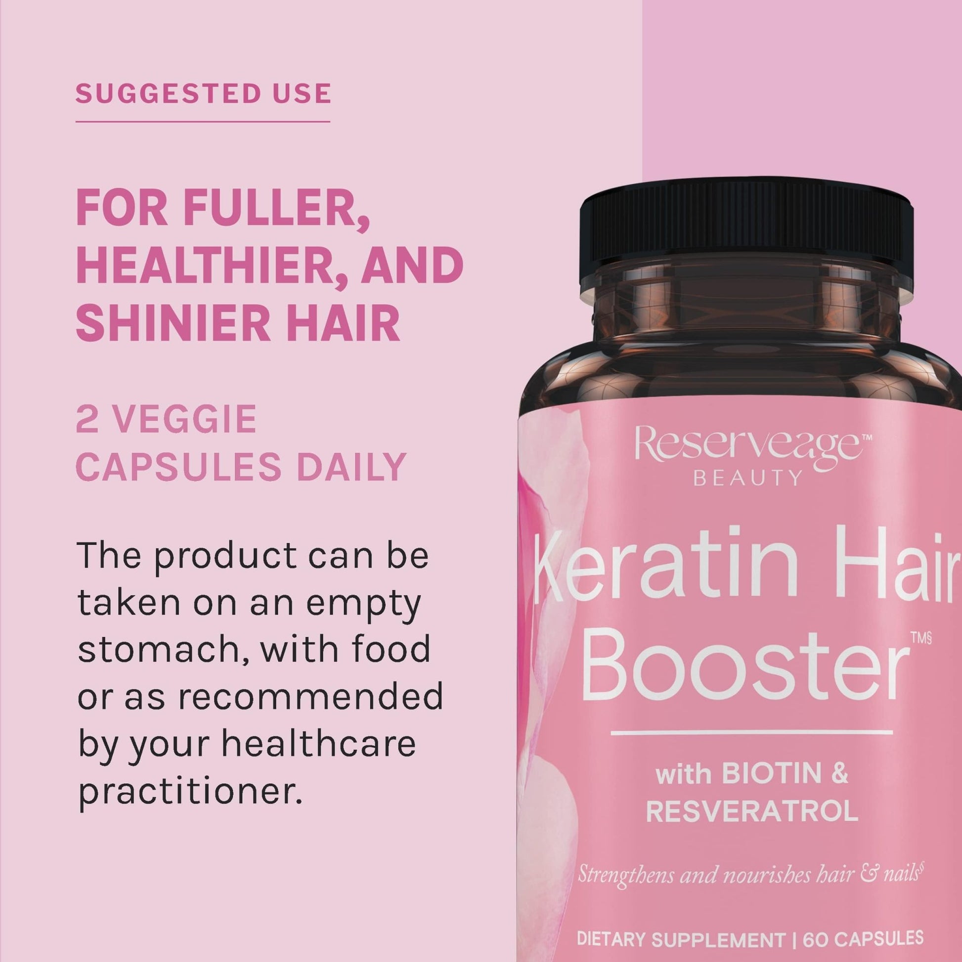 Reserveage Ultra Collagen Booster & Keratin Hair Booster - Features Dermaval, Biotin & Resveratrol - Support Hair & Skin - 60 Ultra Collagen Capsules, 60 Keratin Capsules - dailyvitalstore