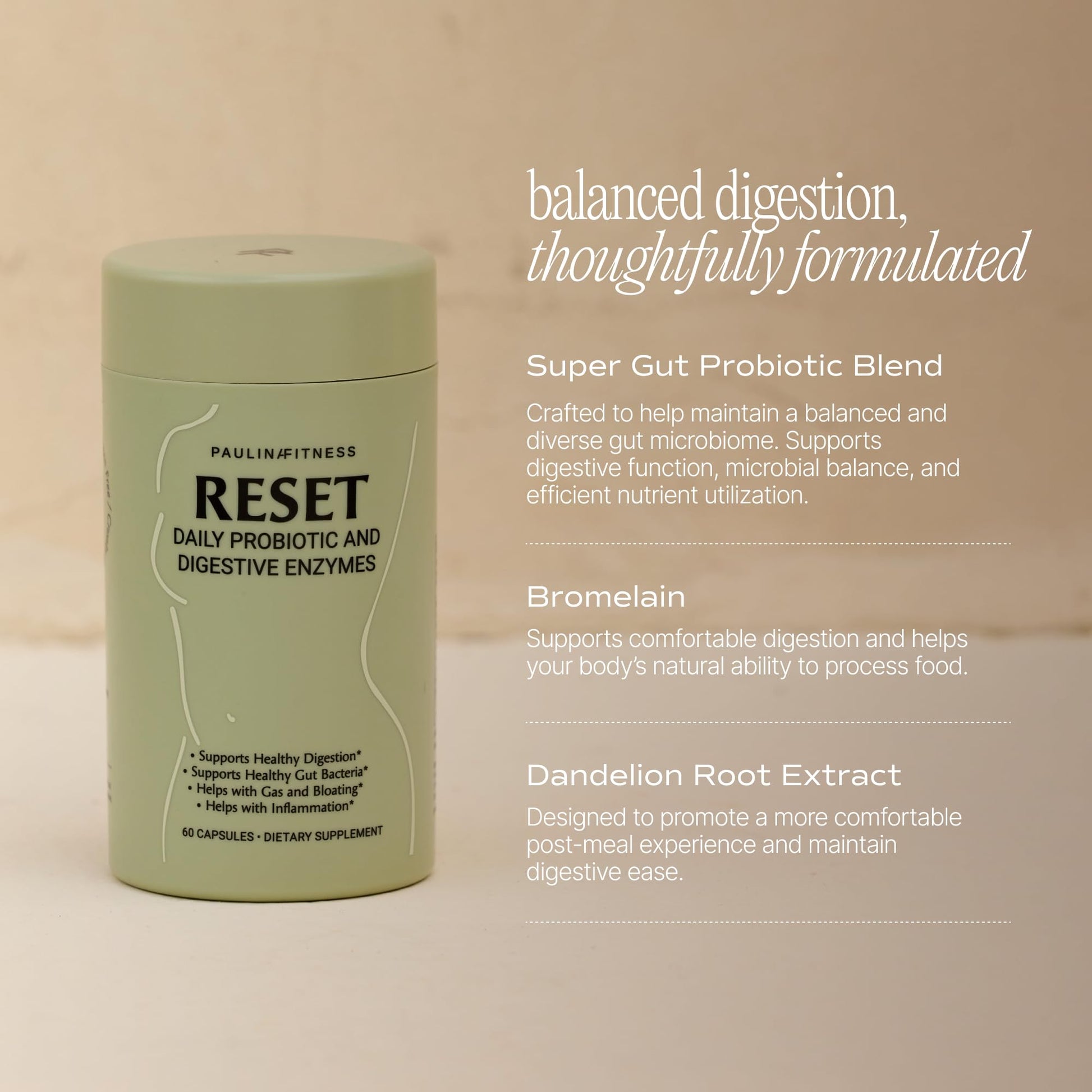 Reset Daily Probiotic + Prebiotic Plant Digestive Enzymes – Advanced Gut Reset for Women - dailyvitalstore