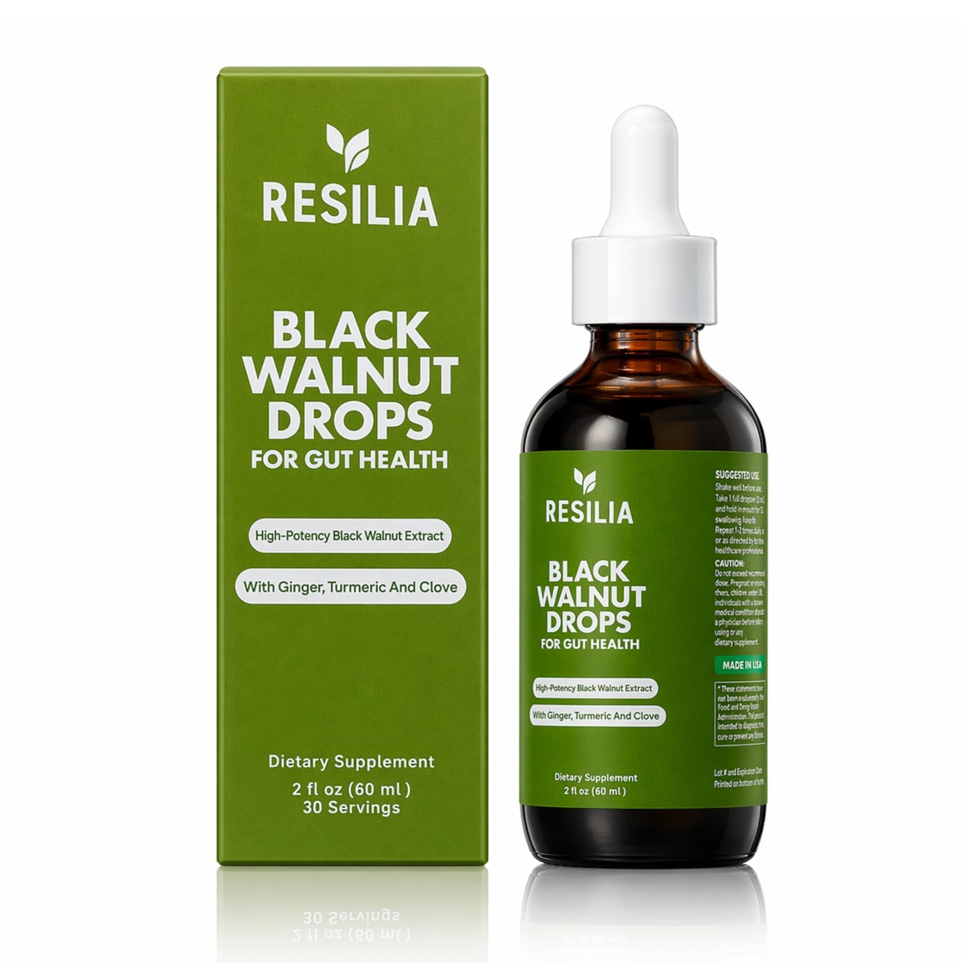 Resilia Herbal Cleanse Liquid Drops – Black Walnut & Wormwood Extract with Pumpkin Seed, Garlic & Turmeric – Alcohol-Free Vegan Tincture for Digestive & Daily Wellness Support, 2 fl oz - dailyvitalstore