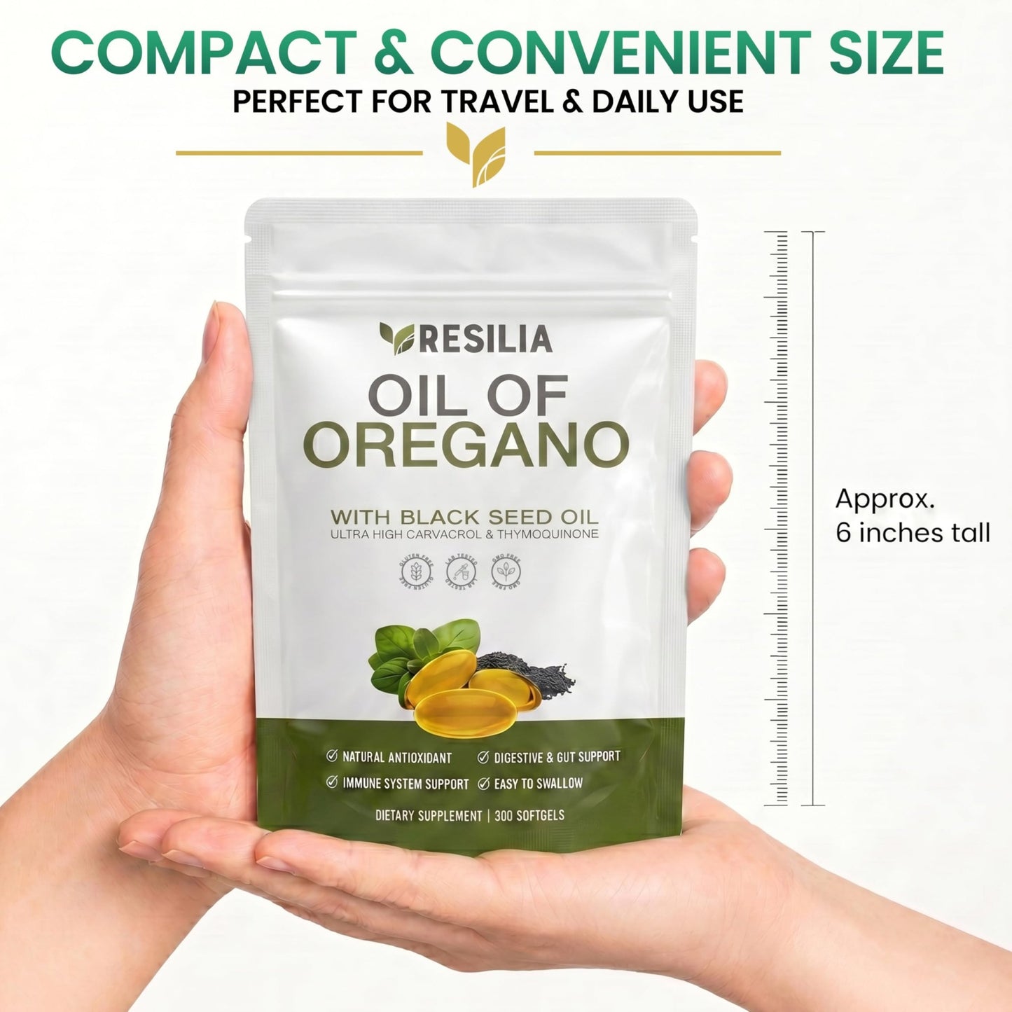 Resilia Softgels with Black Seed Oil 6000mg – Premium Grade Oregano Oil Capsules for Immune & Digestive Support – Non-GMO, Gluten-Free Softgels - dailyvitalstore