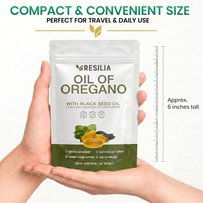 Resilia Softgels with Black Seed Oil 6000mg – Premium Grade Oregano Oil Capsules for Immune & Digestive Support – Non-GMO, Gluten-Free Softgels - dailyvitalstore