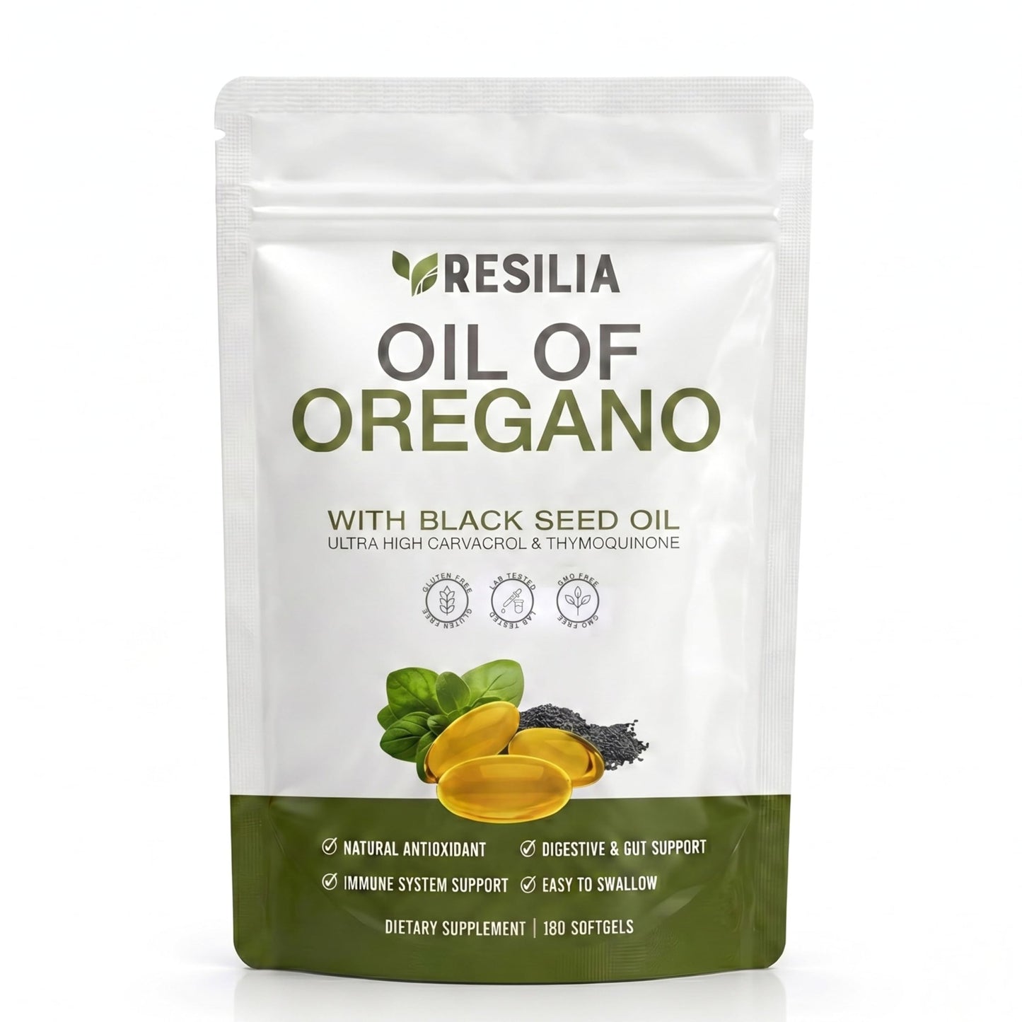 Resilia Softgels with Black Seed Oil 6000mg – Premium Grade Oregano Oil Capsules for Immune & Digestive Support – Non-GMO, Gluten-Free Softgels - dailyvitalstore