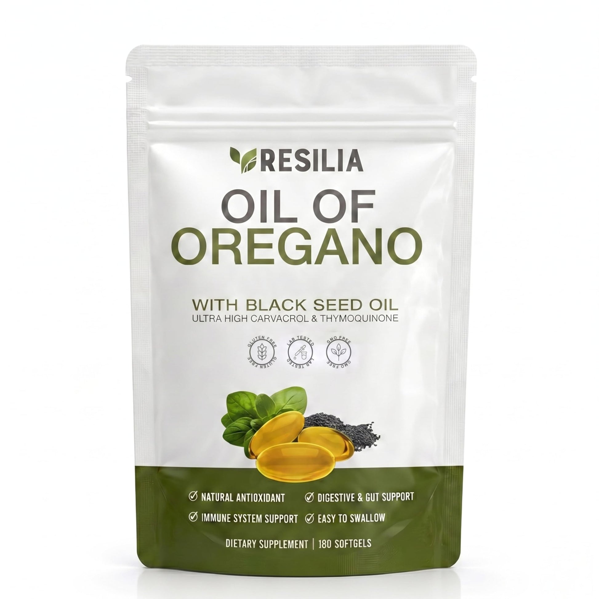 Resilia Softgels with Black Seed Oil 6000mg – Premium Grade Oregano Oil Capsules for Immune & Digestive Support – Non-GMO, Gluten-Free Softgels - dailyvitalstore