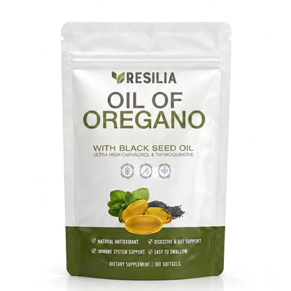 Resilia Softgels with Black Seed Oil 6000mg – Premium Grade Oregano Oil Capsules for Immune & Digestive Support – Non-GMO, Gluten-Free Softgels - dailyvitalstore