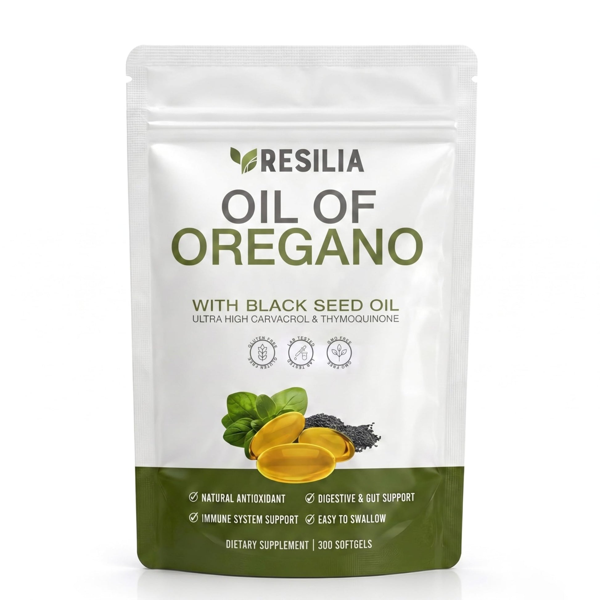 Resilia Softgels with Black Seed Oil 6000mg – Premium Grade Oregano Oil Capsules for Immune & Digestive Support – Non-GMO, Gluten-Free Softgels - dailyvitalstore