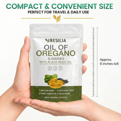 Resilia Softgels with Black Seed Oil 6000mg – Premium Grade Oregano Oil Capsules for Immune & Digestive Support – Non-GMO, Gluten-Free Softgels - dailyvitalstore