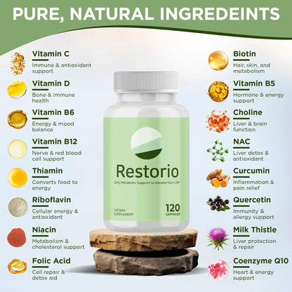 Restorio™ Metabolic Health Support Capsules - Liver & Inflammation Support - Hangover Prevention - Exercise Recovery - 120 Capsules - dailyvitalstore