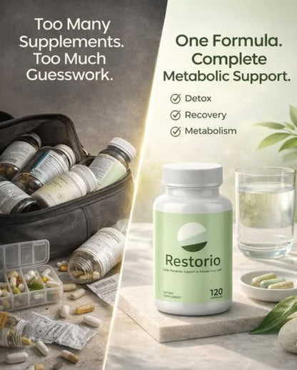 Restorio™ Metabolic Health Support Capsules - Liver & Inflammation Support - Hangover Prevention - Exercise Recovery - 120 Capsules - dailyvitalstore