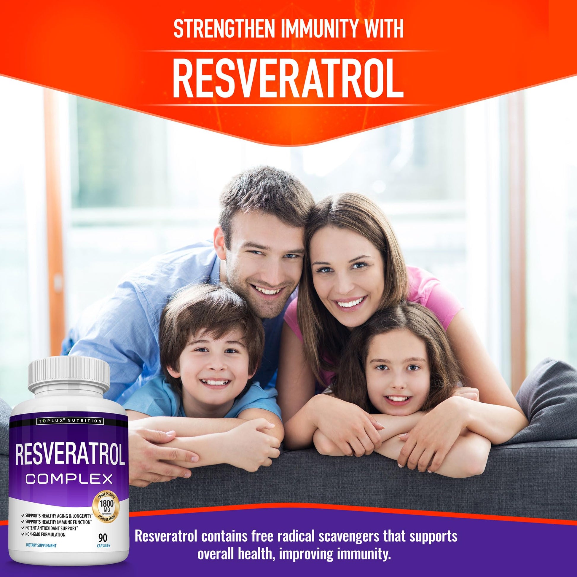 Resveratrol Supplement 1800 mg Antioxidant Complex - Highly Potent Natural Trans-Resveratrol Pills for Healthy Aging, Overall Health Support, Immune System - dailyvitalstore