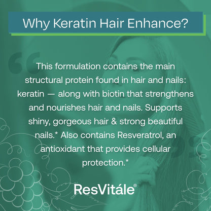 ResVitále Keratin Hair Enhance - Keratin Supplement for Hair Growth - 60 Capsules - dailyvitalstore