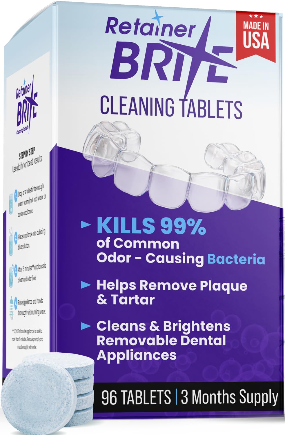 Retainer Brite Tablets for Cleaner Retainers and Dental Appliances - 96 Count - dailyvitalstore