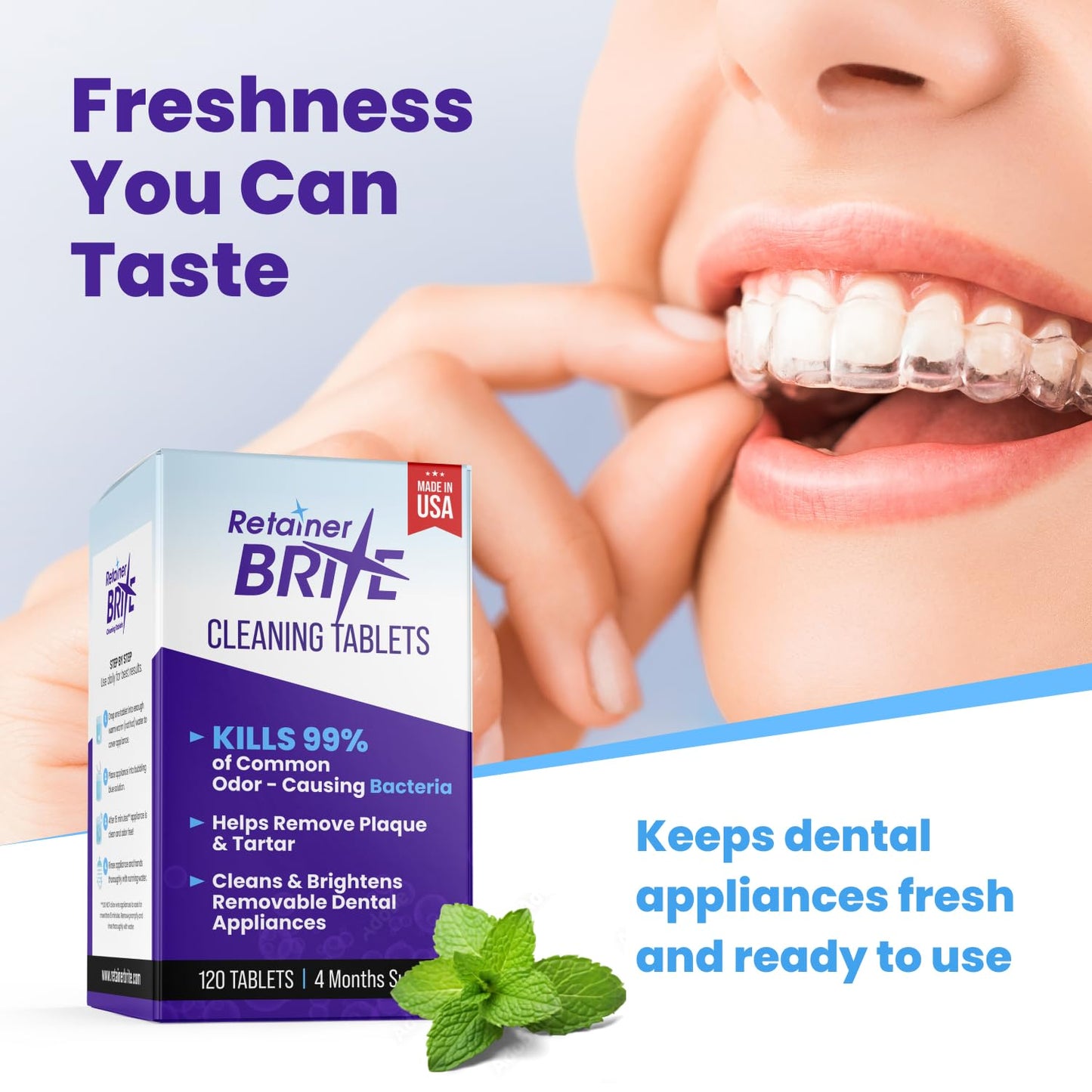 Retainer Brite Tablets for Cleaner Retainers and Dental Appliances - 96 Count - dailyvitalstore