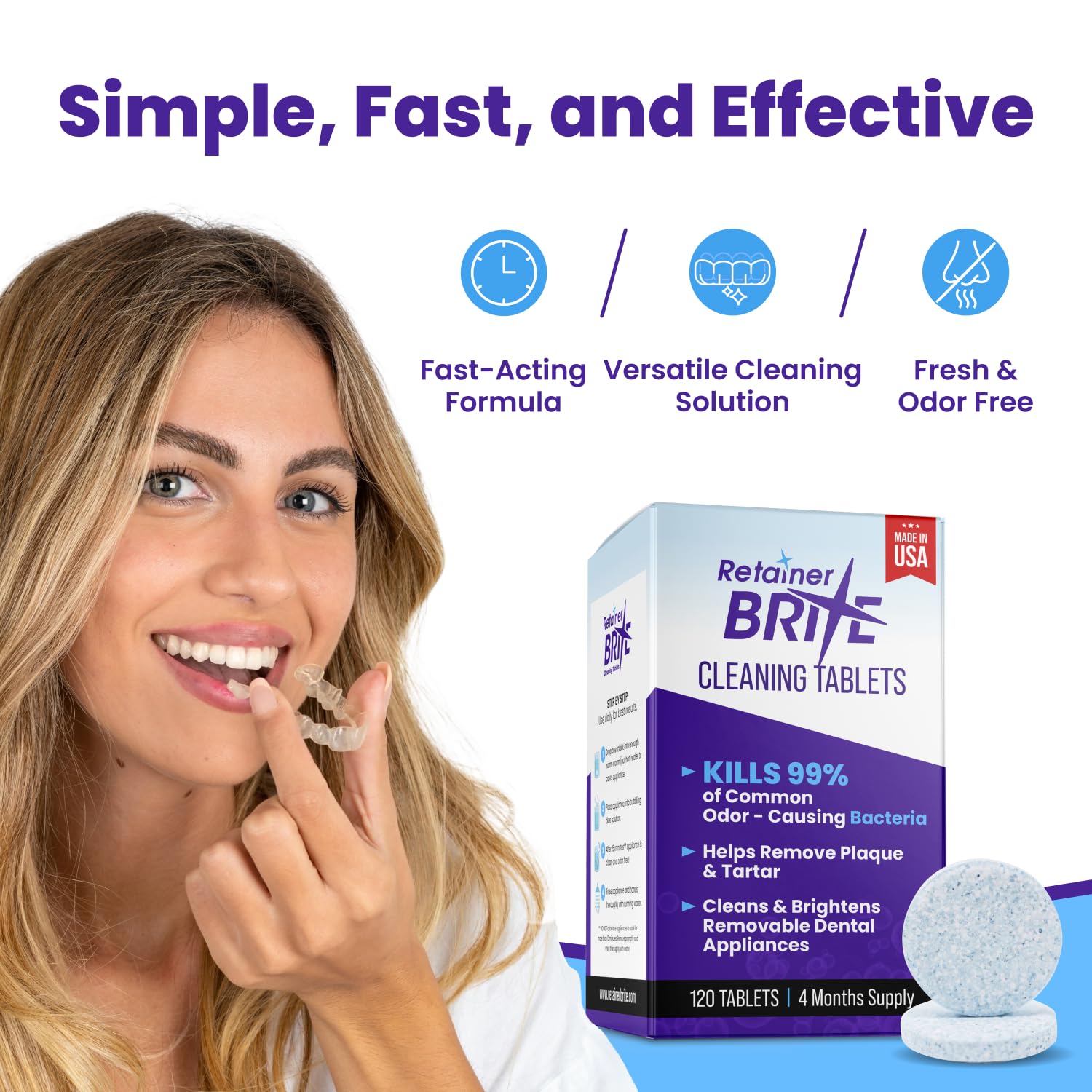 Retainer Brite Tablets for Cleaner Retainers and Dental Appliances - 96 Count - dailyvitalstore
