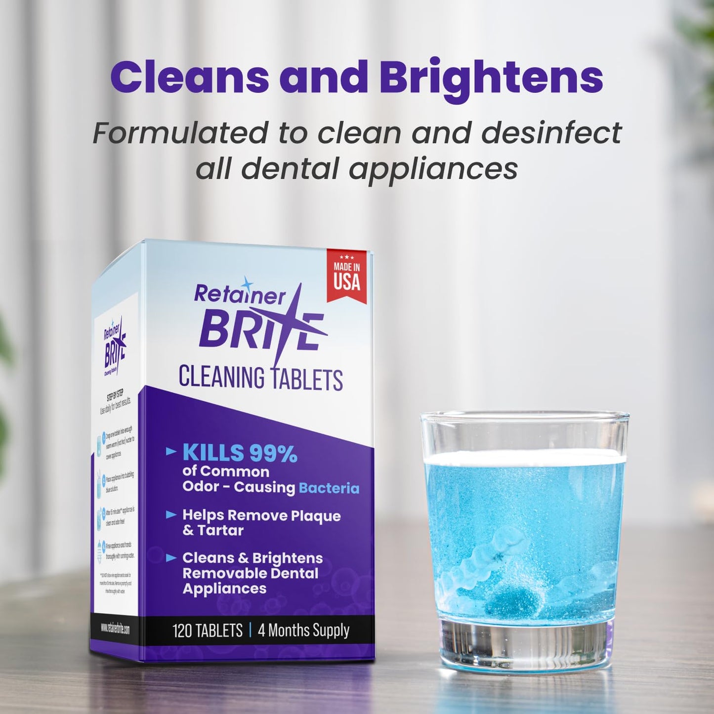 Retainer Brite Tablets for Cleaner Retainers and Dental Appliances - 96 Count - dailyvitalstore