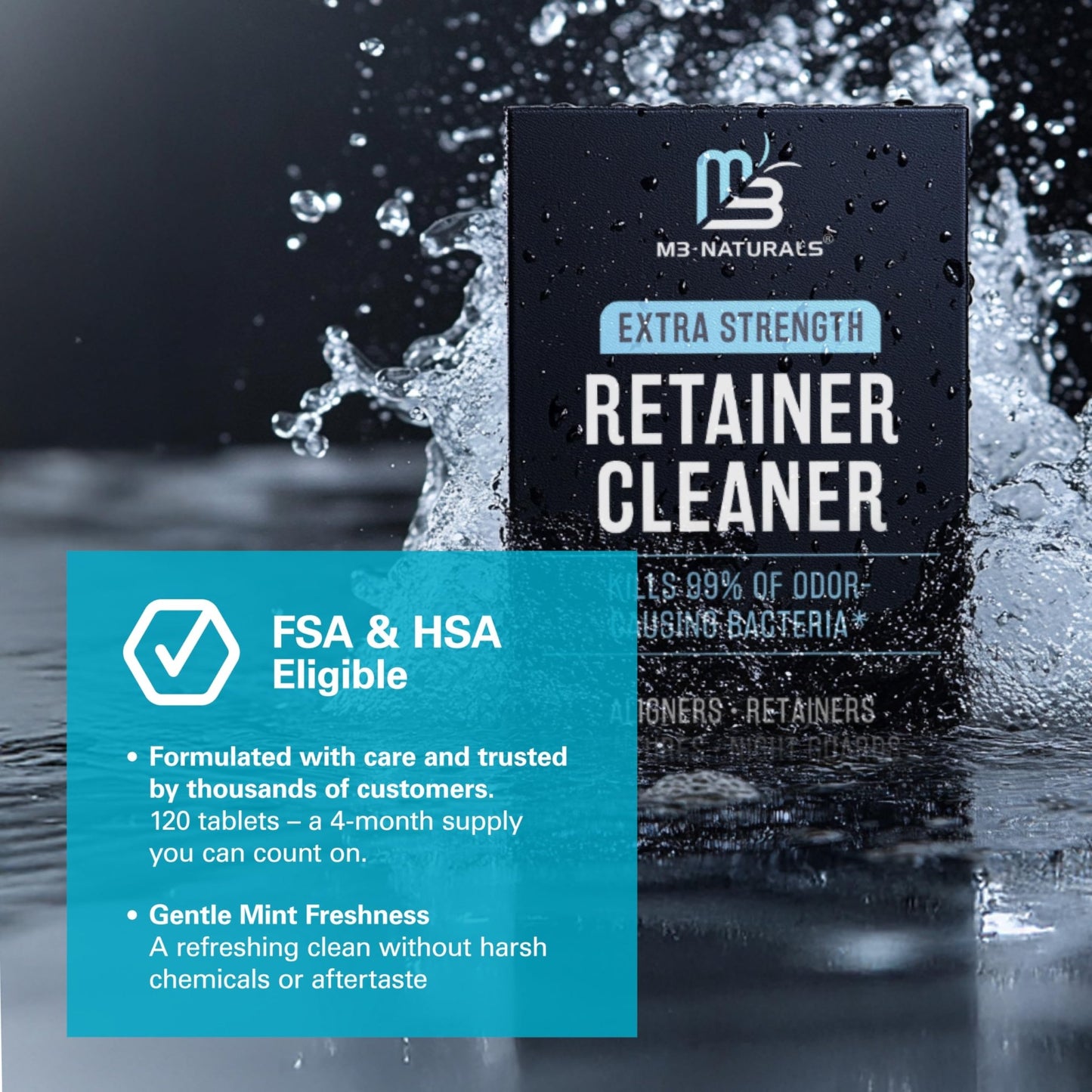 Retainer Cleanser Tablets Invisalign Cleaner, Removes Odors Discoloration Stains and Plaque 4 Month Supply Denture Cleansers Retainers - dailyvitalstore