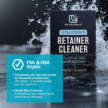 Retainer Cleanser Tablets Invisalign Cleaner, Removes Odors Discoloration Stains and Plaque 4 Month Supply Denture Cleansers Retainers - dailyvitalstore